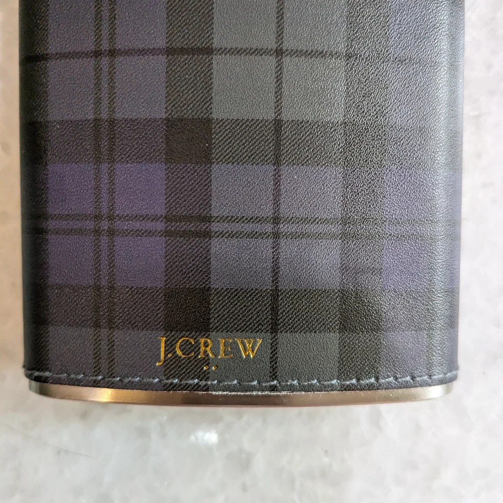 J. Crew Stainless Steel Flask Purple Plaid Cover